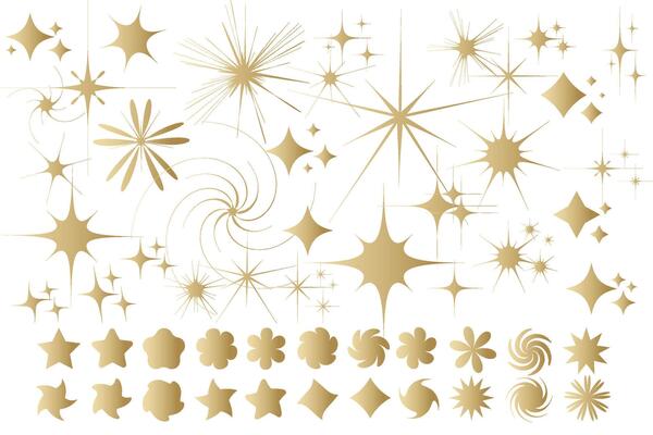 Star sparkle icon. Futuristic shapes. Christmas stars icons. Flashes from fireworks