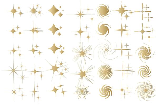 Star sparkle icon. Futuristic shapes. Christmas stars icons. Flashes from fireworks