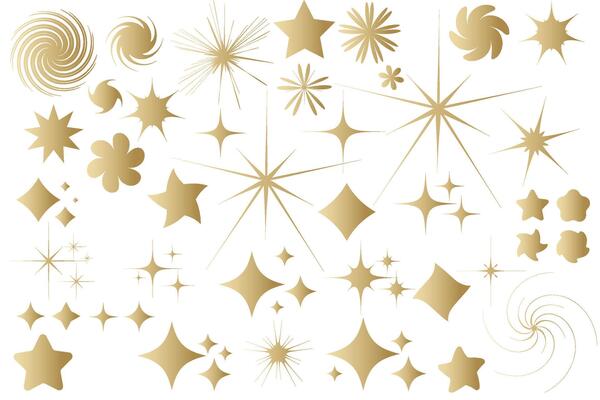 Star sparkle icon. Futuristic shapes. Christmas stars icons. Flashes from fireworks