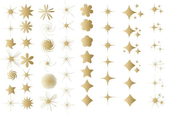Star sparkle icon. Futuristic shapes. Christmas stars icons. Flashes from fireworks