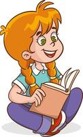 Young children read an interesting book and their imagination develops. illustration. Flat design. vector