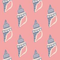 Sea shells seamless pattern. Trendy pattern of seashells for wrapping paper, wallpaper, stickers, notebook cover. The texture may be used for printing on fabric or paper and background in web design. vector