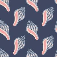 Sea shells seamless pattern. Trendy pattern of seashells for wrapping paper, wallpaper, stickers, notebook cover. The texture may be used for printing on fabric or paper and background in web design. vector