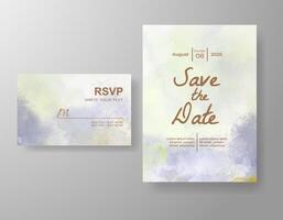 Wedding invitation with abstract watercolor background vector