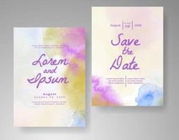 Wedding invitation with abstract watercolor background vector