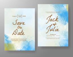 Wedding invitation with abstract watercolor background vector