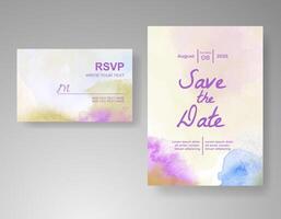 Wedding invitation with abstract watercolor background vector