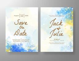 Wedding invitation with abstract watercolor background vector