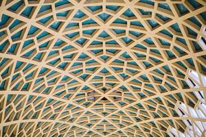 Architectural detail texture background with oriental hexagonal grid pattern photo