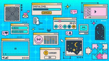 Retro y2k page, computer window interface, vector