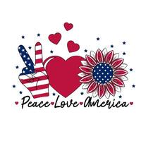 paz amor America patriótico t camisa diseño. independencia día símbolo con nosotros bandera textura vector