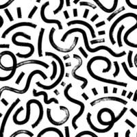 Brush, marker drawn bold doodle lines seamless pattern. Modern print for textile, fabric, wallpaper, wrapping, scrapbook and packaging vector