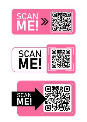 QR code for smartphone with scan me text. Qr code for payment, e-wallet, web, mobile app. UI UX design element. Barcode scan for smartphone