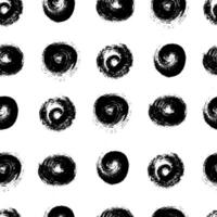 WebHand drawn ink circles seamless pattern. Trendy monochrome doodles and brush marks. Simple abstract background. Great for textile, fabric, wallpaper, wrapping, scrapbook and packaging vector