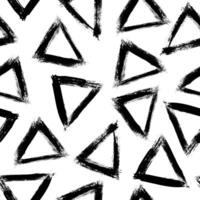 Hand drawn ink triangles seamless pattern. Trendy monochrome doodles and brush marks. Simple abstract background. Great for textile, fabric, wallpaper, wrapping, scrapbook and packaging vector