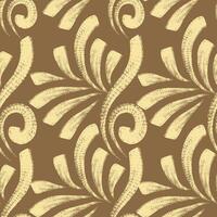 Seamless pattern with textured lines and curls. Beige grunge curves printmaking texture. Vintage background with brush strokes. Great for textile, fabric, wallpaper, wrapping, scrapbook and packaging vector