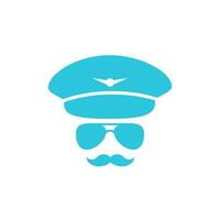 Flight captain pilot avatar, Isolated on white background. From blue icon set. vector