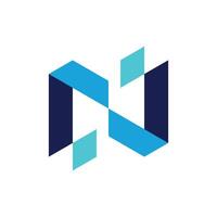 Letter N Data Pixel geometric simple logo design, tech logo suitable for your company vector