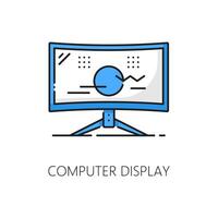 Computer display software thin line color icon vector