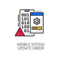 Mobile system software update error thin line icon vector