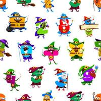 Halloween math number wizards seamless pattern vector