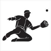 Set of Baseball player silhouette , Softball silhouette collection size eps 10 vector