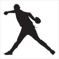 Set of Baseball player silhouette , Softball silhouette collection size eps 10 vector