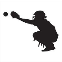 Set of Baseball player silhouette , Softball silhouette collection size eps 10 vector