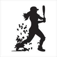 Set of Baseball player silhouette , Softball silhouette collection size eps 10 vector