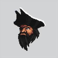 Pixel art illustration Pirate Head. Pixelated Pirate Character. Pirate Character Head pixelated for the pixel art game and icon for website and game. old school retro. vector