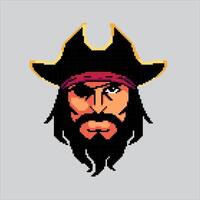 Pixel art illustration Pirate Head. Pixelated Pirate Character. Pirate Character Head pixelated for the pixel art game and icon for website and game. old school retro. vector
