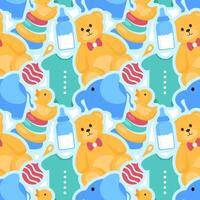 Baby Seamless Pattern Design, A Set of Simple Decorative Elements in a Hand Drawn on Style Cartoon Flat Illustration Template vector