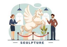 Stone Sculpture Illustration featuring a Craftsman Carving a Rock Using Sculpting Tools in Flat Style Cartoon Background Design vector
