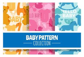 Baby Seamless Pattern Design, A Set of Simple Decorative Elements in a Hand Drawn on Style Cartoon Flat Illustration Template vector