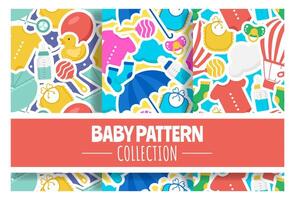 Baby Seamless Pattern Design, A Set of Simple Decorative Elements in a Hand Drawn on Style Cartoon Flat Illustration Template vector