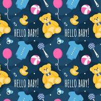 Baby Seamless Pattern Design, A Set of Simple Decorative Elements in a Hand Drawn on Style Cartoon Flat Illustration Template vector