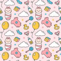 Baby Seamless Pattern Design, A Set of Simple Decorative Elements in a Hand Drawn on Style Cartoon Flat Illustration Template vector