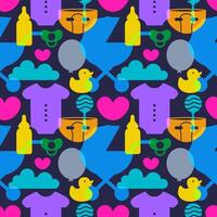 Baby Seamless Pattern Design, A Set of Simple Decorative Elements in a Hand Drawn on Style Cartoon Flat Illustration Template vector