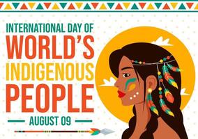 Illustration for World Indigenous People Day on August 9 to Raise Awareness and Protect the Rights of Populations, featuring a Flat Background vector
