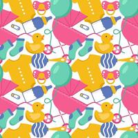 Baby Seamless Pattern Design, A Set of Simple Decorative Elements in a Hand Drawn on Style Cartoon Flat Illustration Template vector