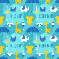 Baby Seamless Pattern Design, A Set of Simple Decorative Elements in a Hand Drawn on Style Cartoon Flat Illustration Template vector