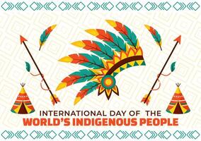 Illustration for World Indigenous People Day on August 9 to Raise Awareness and Protect the Rights of Populations, featuring a Flat Background vector