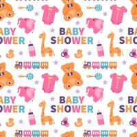 Baby Seamless Pattern Design, A Set of Simple Decorative Elements in a Hand Drawn on Style Cartoon Flat Illustration Template vector