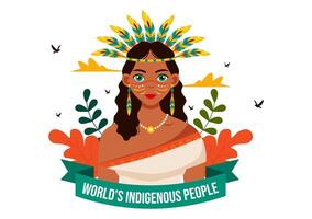 Illustration for World Indigenous People Day on August 9 to Raise Awareness and Protect the Rights of Populations, featuring a Flat Background vector