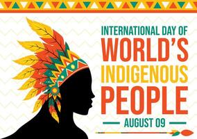 Illustration for World Indigenous People Day on August 9 to Raise Awareness and Protect the Rights of Populations, featuring a Flat Background vector