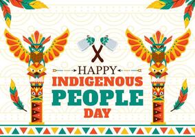 Illustration for World Indigenous People Day on August 9 to Raise Awareness and Protect the Rights of Populations, featuring a Flat Background vector