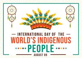 Illustration for World Indigenous People Day on August 9 to Raise Awareness and Protect the Rights of Populations, featuring a Flat Background vector