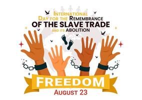illustration for International Day of the Remembrance of the Slave Trade and its Abolition, Featuring a Handcuff and a Dove in the Background vector
