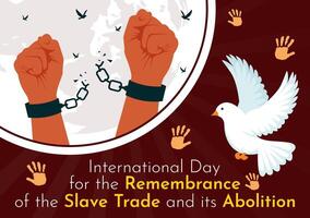 illustration for International Day of the Remembrance of the Slave Trade and its Abolition, Featuring a Handcuff and a Dove in the Background vector