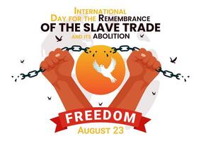 illustration for International Day of the Remembrance of the Slave Trade and its Abolition, Featuring a Handcuff and a Dove in the Background vector